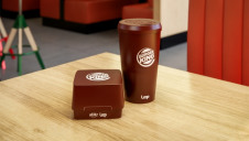 Pictured: The new packaging for coffee and Whopper burgers